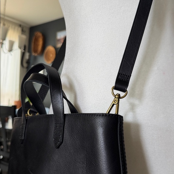 NWOT Madewell Crossbody Black Leather Tote Bag Adjustable Removable Straps - Picture 6 of 11